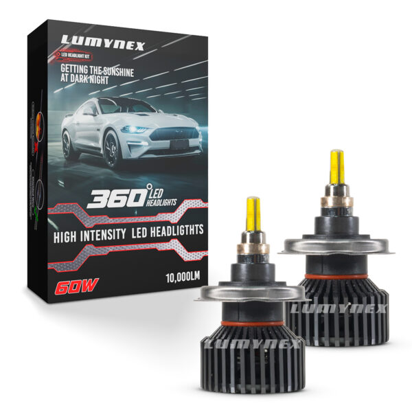 bombillas led h4 360 grados lumynex para carro, 12v DC, 45w de potencia y 7,500 lúmenes por bombilla