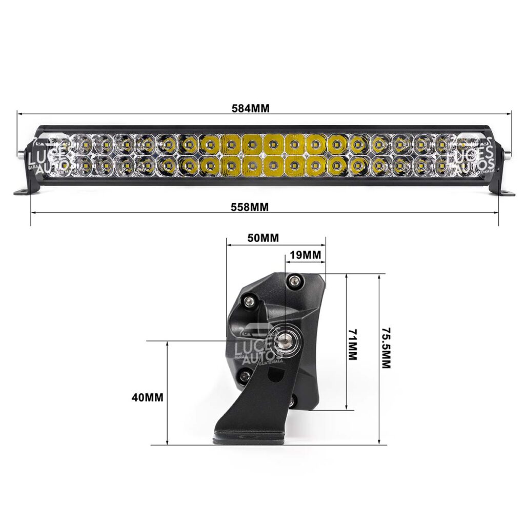 BARRA LED BLACK 2 FILAS 20 PULGADAS | Luces Guatemala