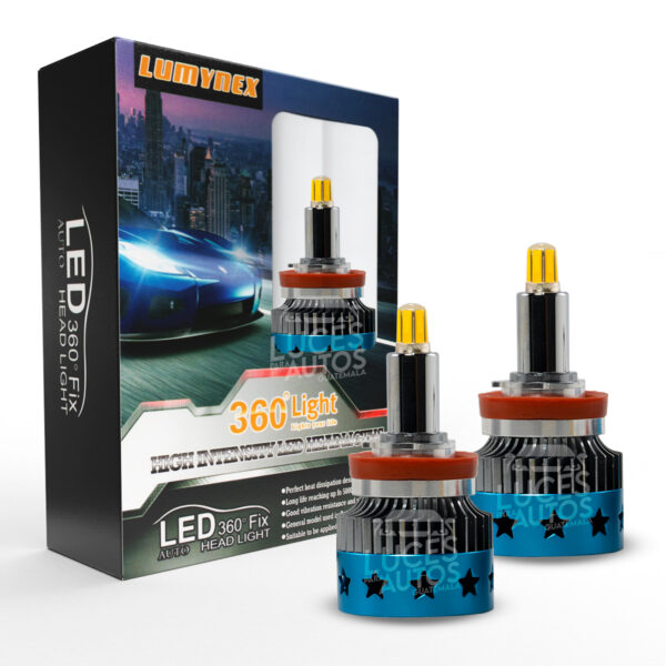 bombillas led 360 grados amarillas lumynex para carro, luz de un contacto 12v DC 45w de potencia y 7,500 lúmenes por bombilla