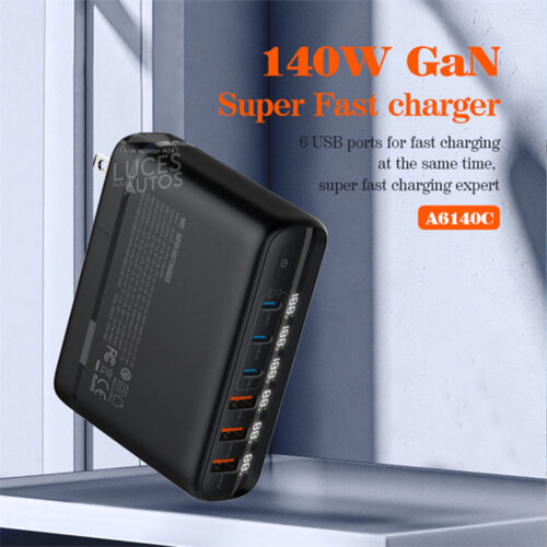 PUERTO DE CARGA USB Y TIPOC 140W LDNIO A6140C - Imagen 3